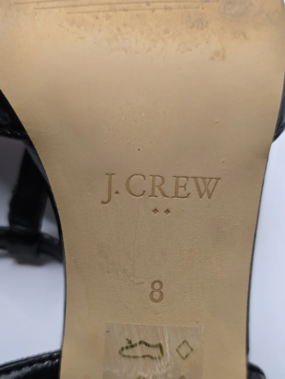 J. Crew Black Patent T-Strap Block Heels